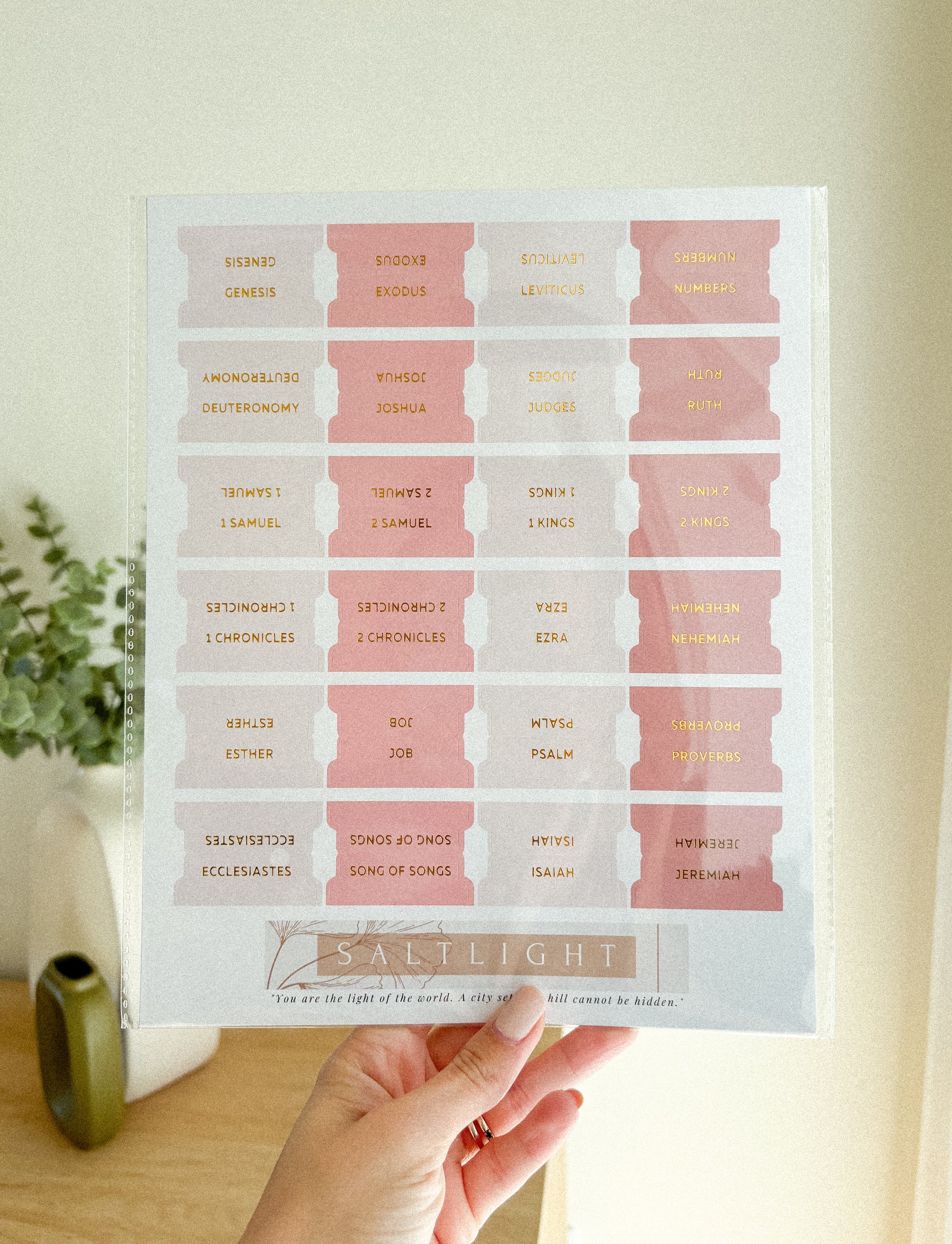 Bible Tabs Pink Gold | Matte-Coated Sticker Tabs