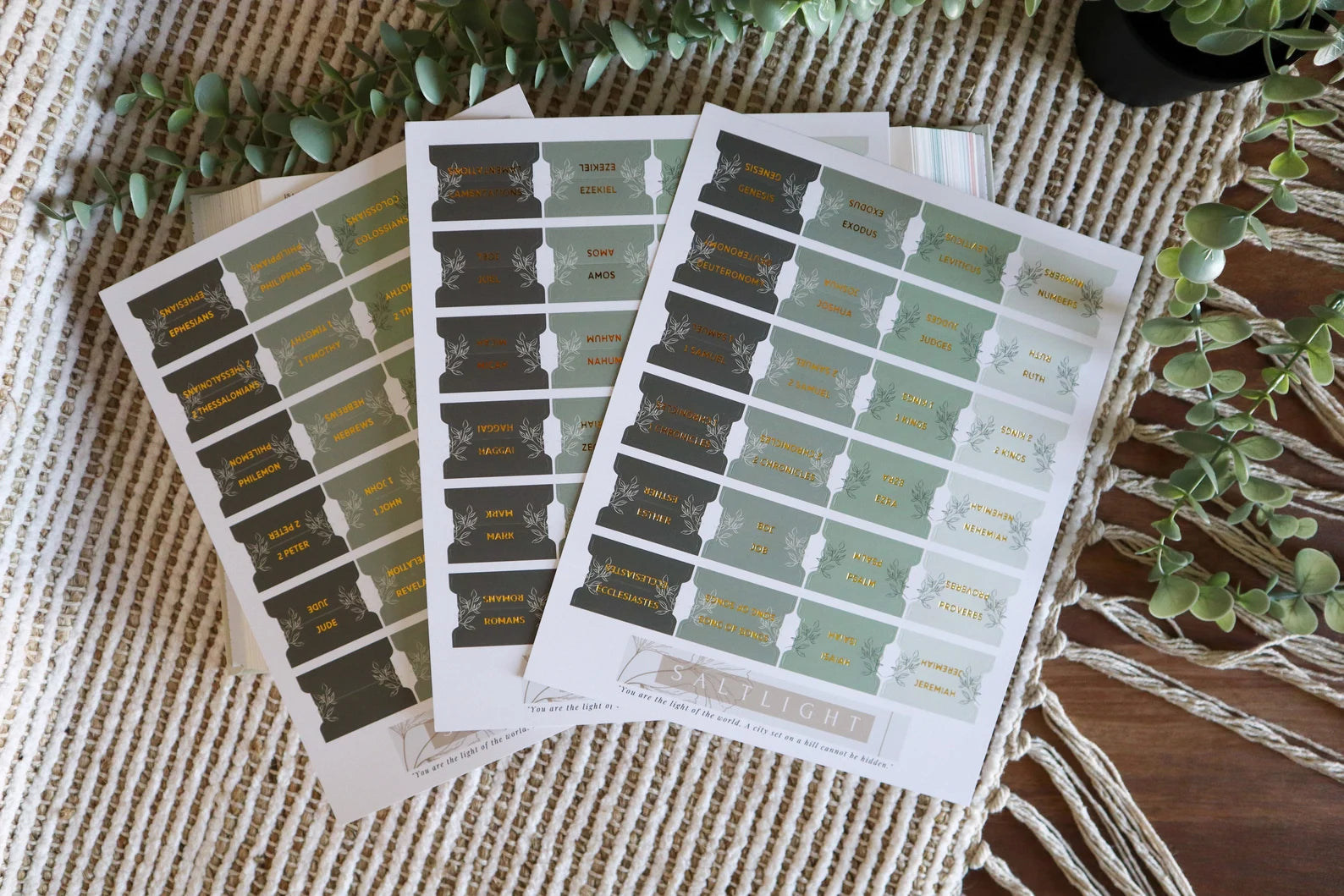 Bible Tabs Pine Bliss | Matte-Coated Sticker Tabs