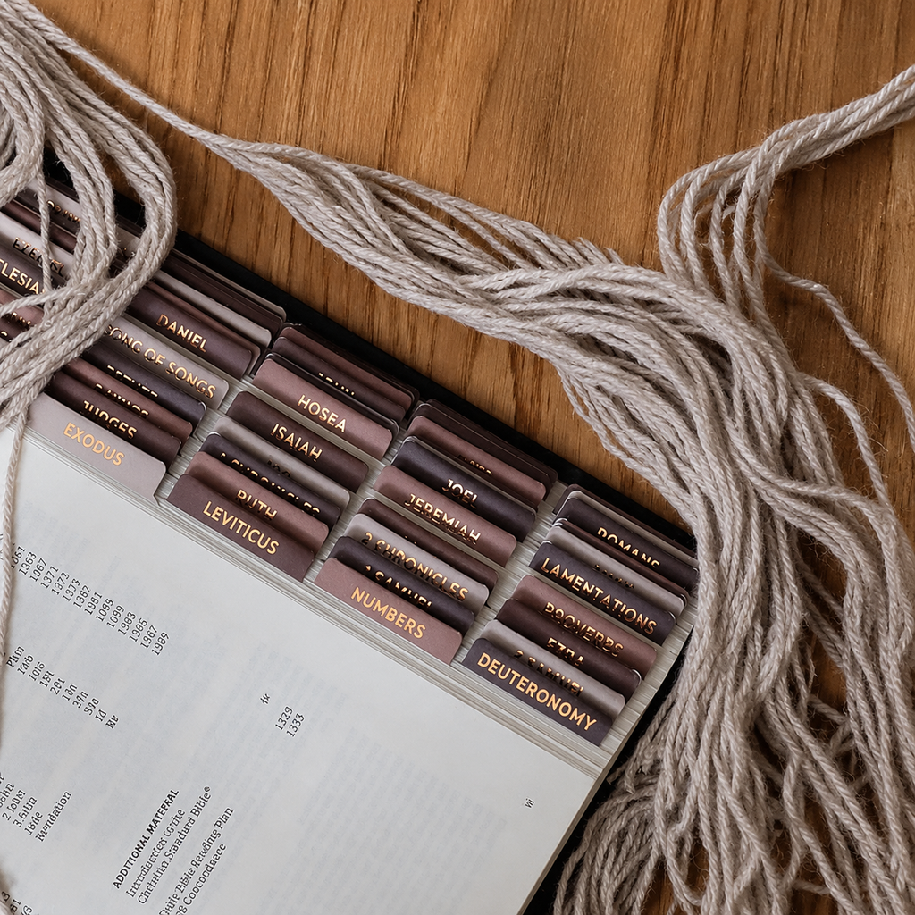 Bible Tabs — Brown + Copper Foil (Matte-Coated)