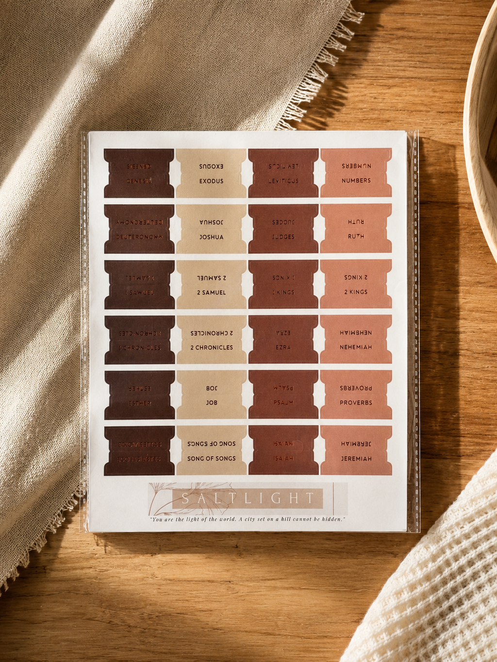 Bible Tabs — Brown + Copper Foil (Matte-Coated)