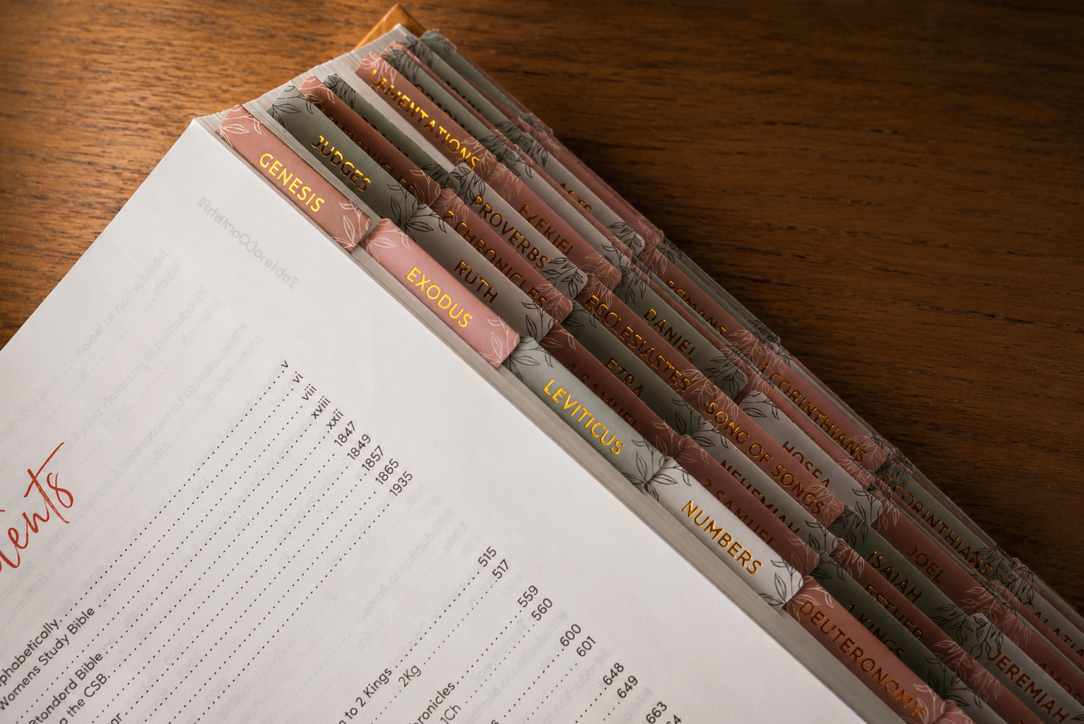 Bible Tabs — Spring Floral + Gold Foil (Matte-Coated)