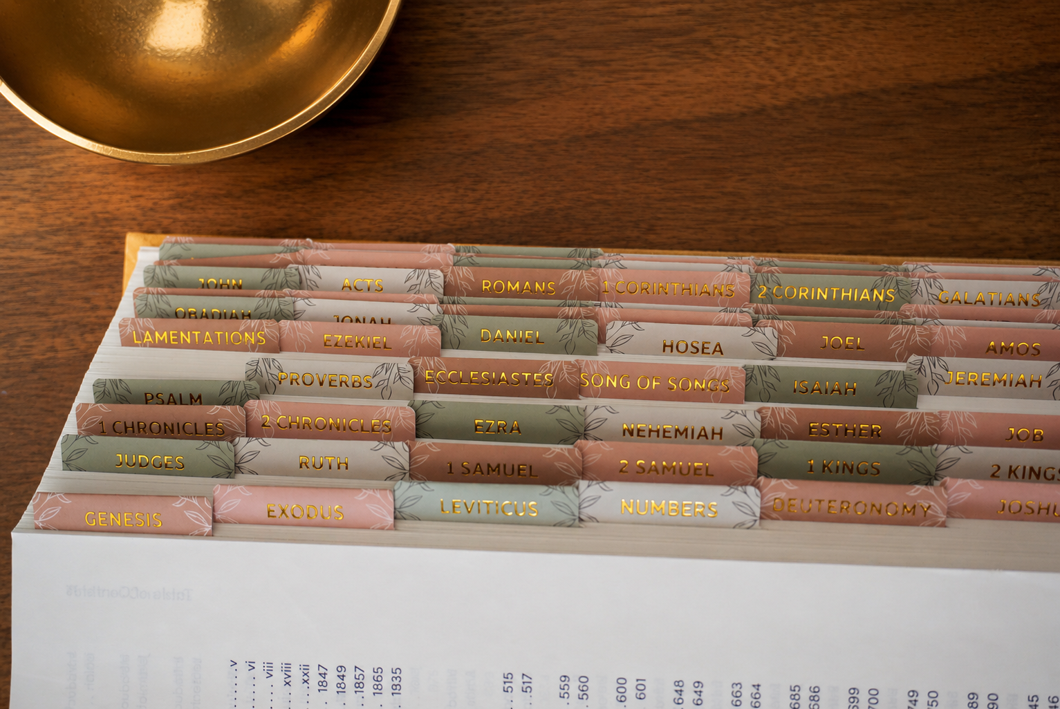 Bible Tabs — Spring Floral + Gold Foil (Matte-Coated)