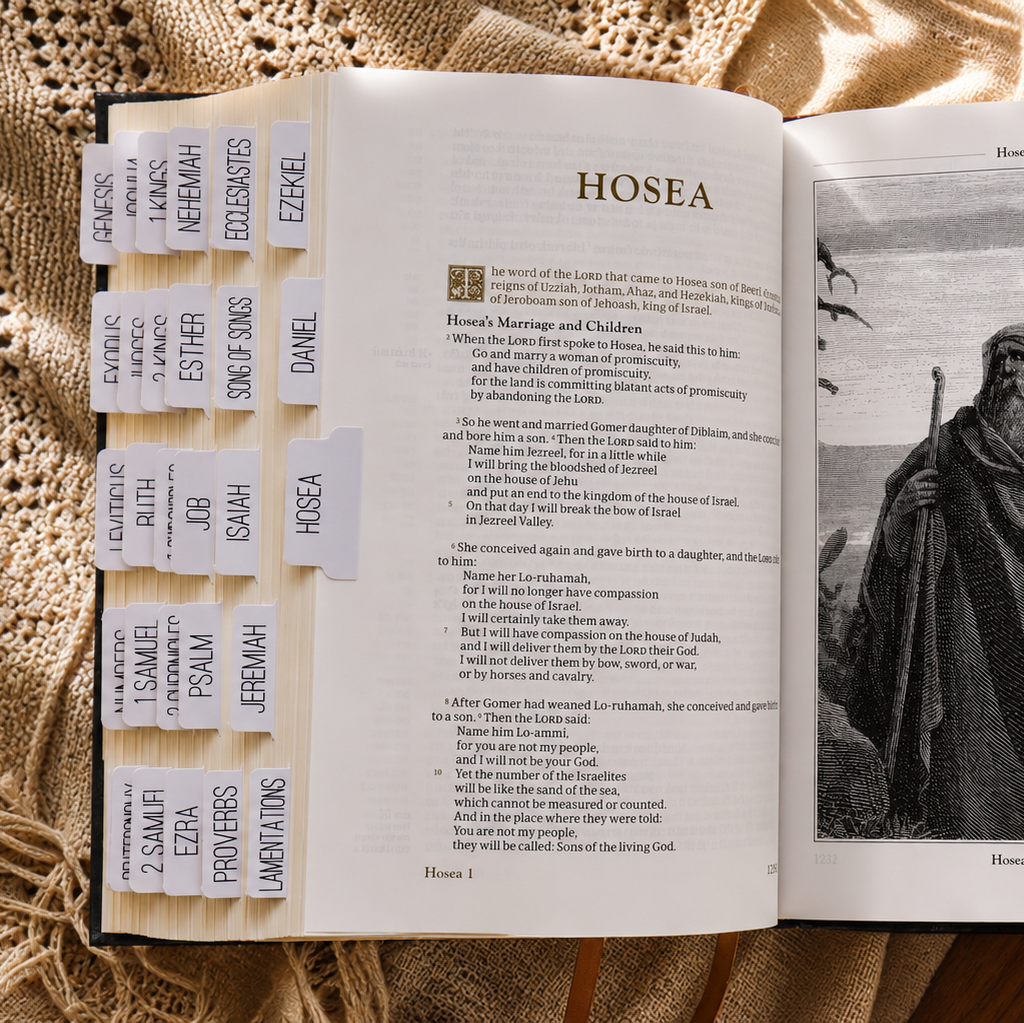 Bible Tabs — Neutral + Black Foil (Matte-Coated)