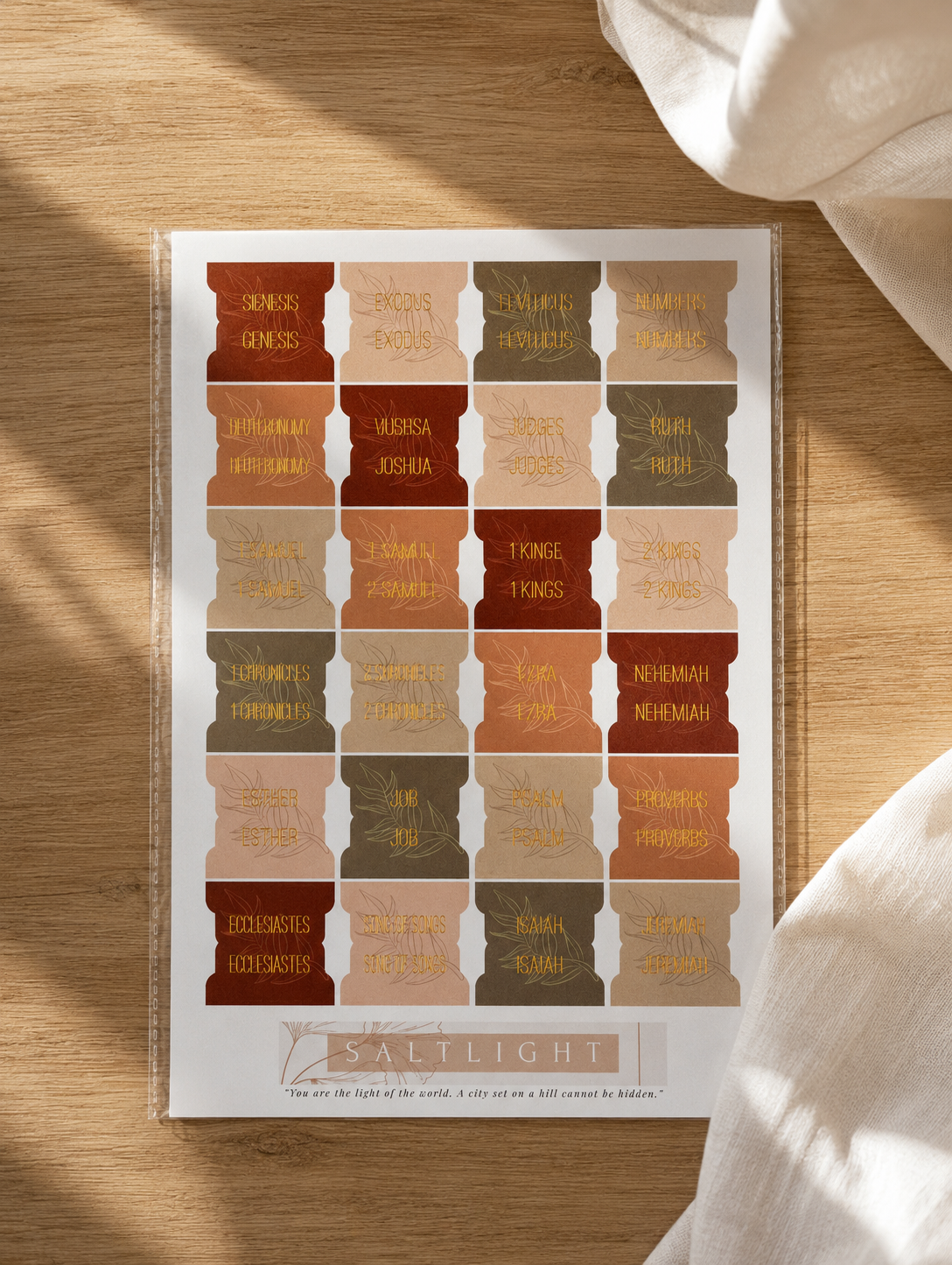Bible Tabs — Earth Tone + Gold Foil (Matte-Coated)