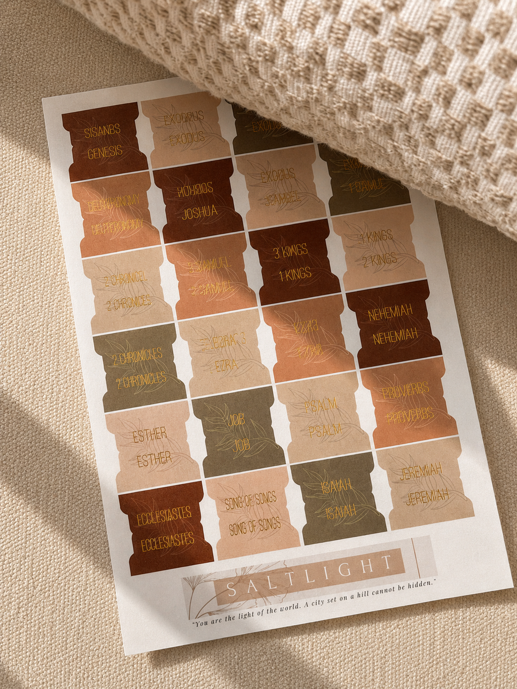 Bible Tabs — Earth Tone + Gold Foil (Matte-Coated)