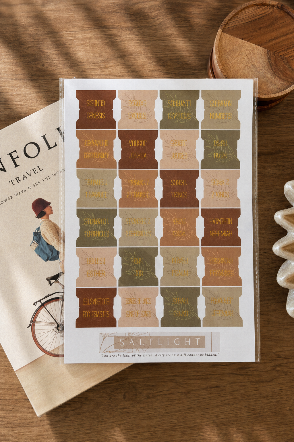 Bible Tabs — Earth Tone + Gold Foil (Matte-Coated)