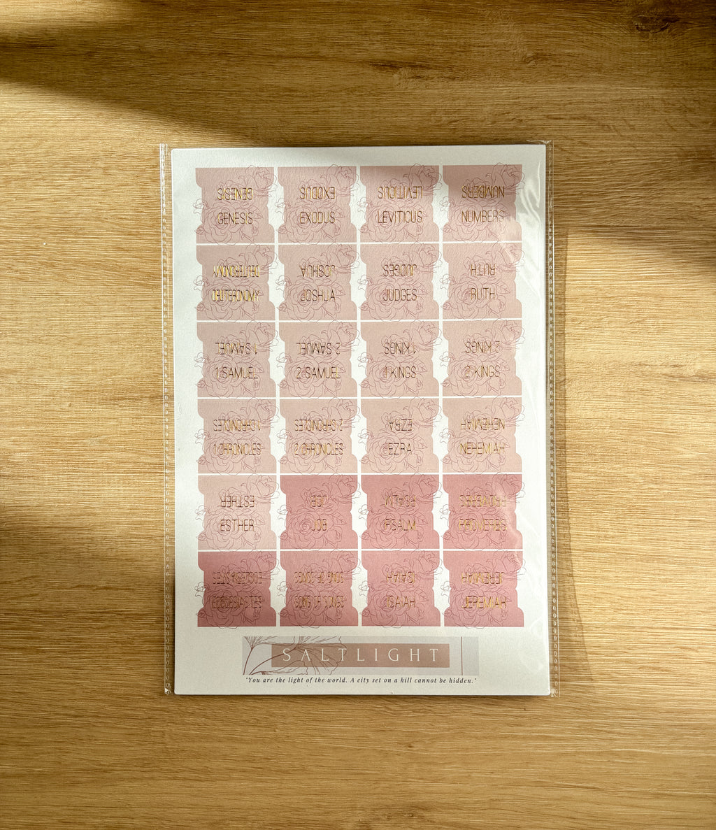 Bible Tabs — Rose Floral (2) + Gold Foil (Matte-Coated)