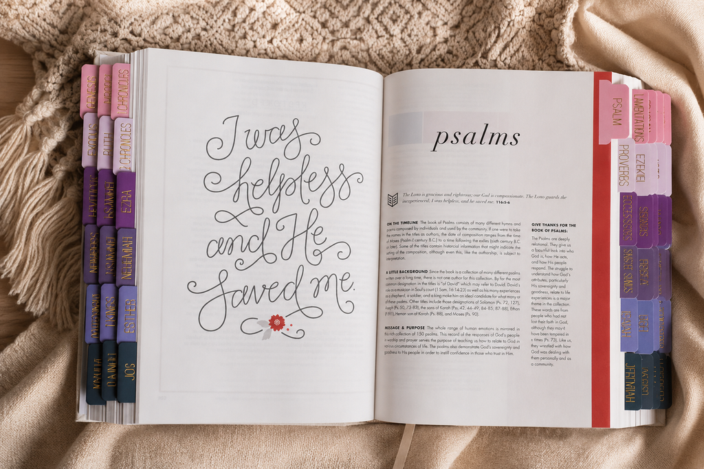 Bible Tabs — Purple + Gold Foil (Matte-Coated)