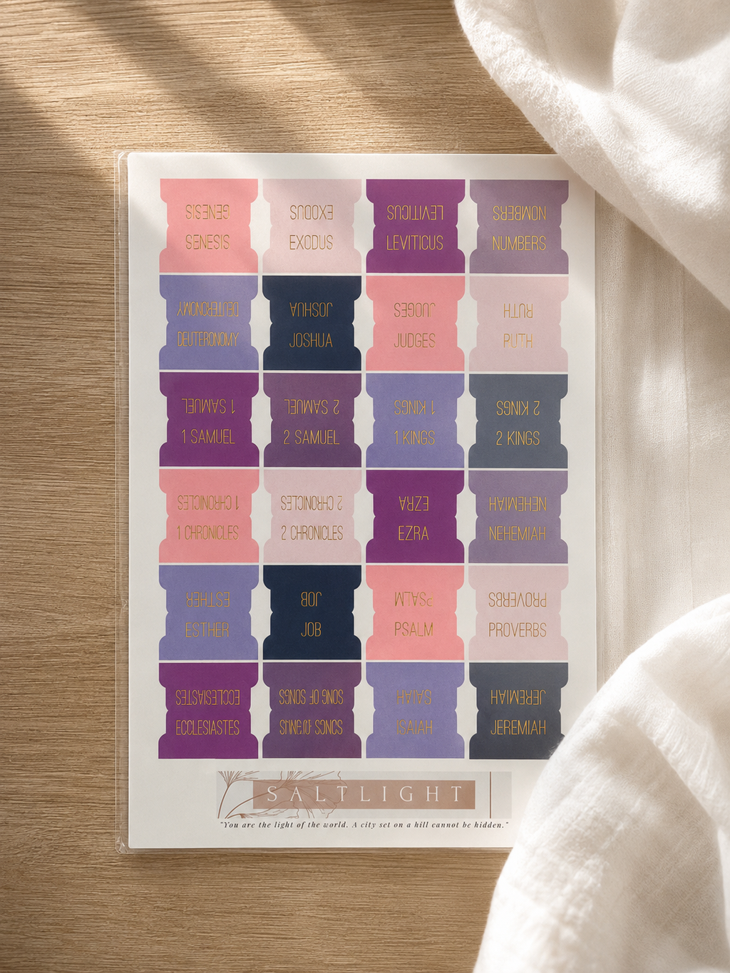 Bible Tabs — Purple + Gold Foil (Matte-Coated)