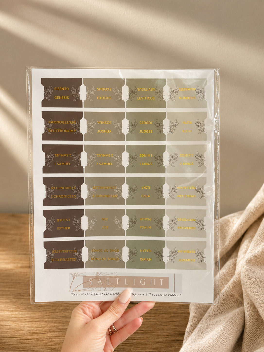 Bible Tabs — Pine Green + Gold Foil (Matte-Coated)