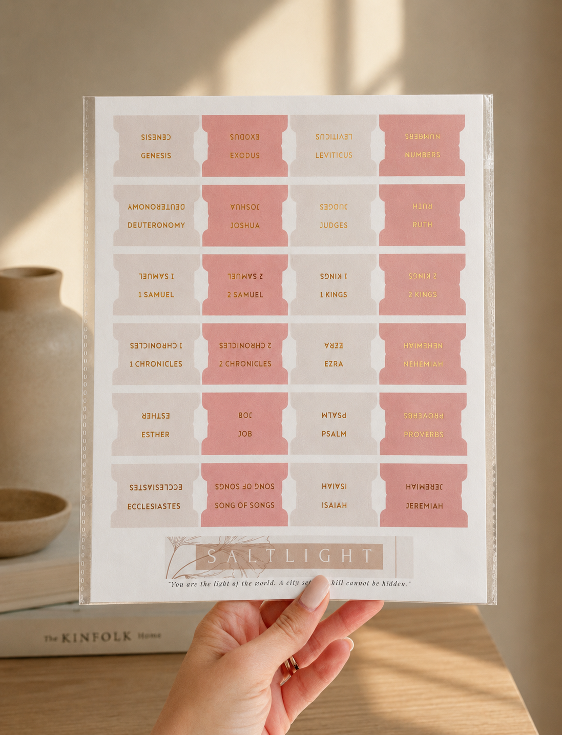 Bible Tabs — Pink + Gold Foil (Matte-Coated)