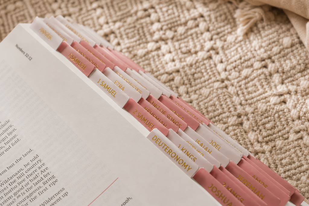 Pestañas adhesivas con revestimiento mate en oro rosa de la Biblia