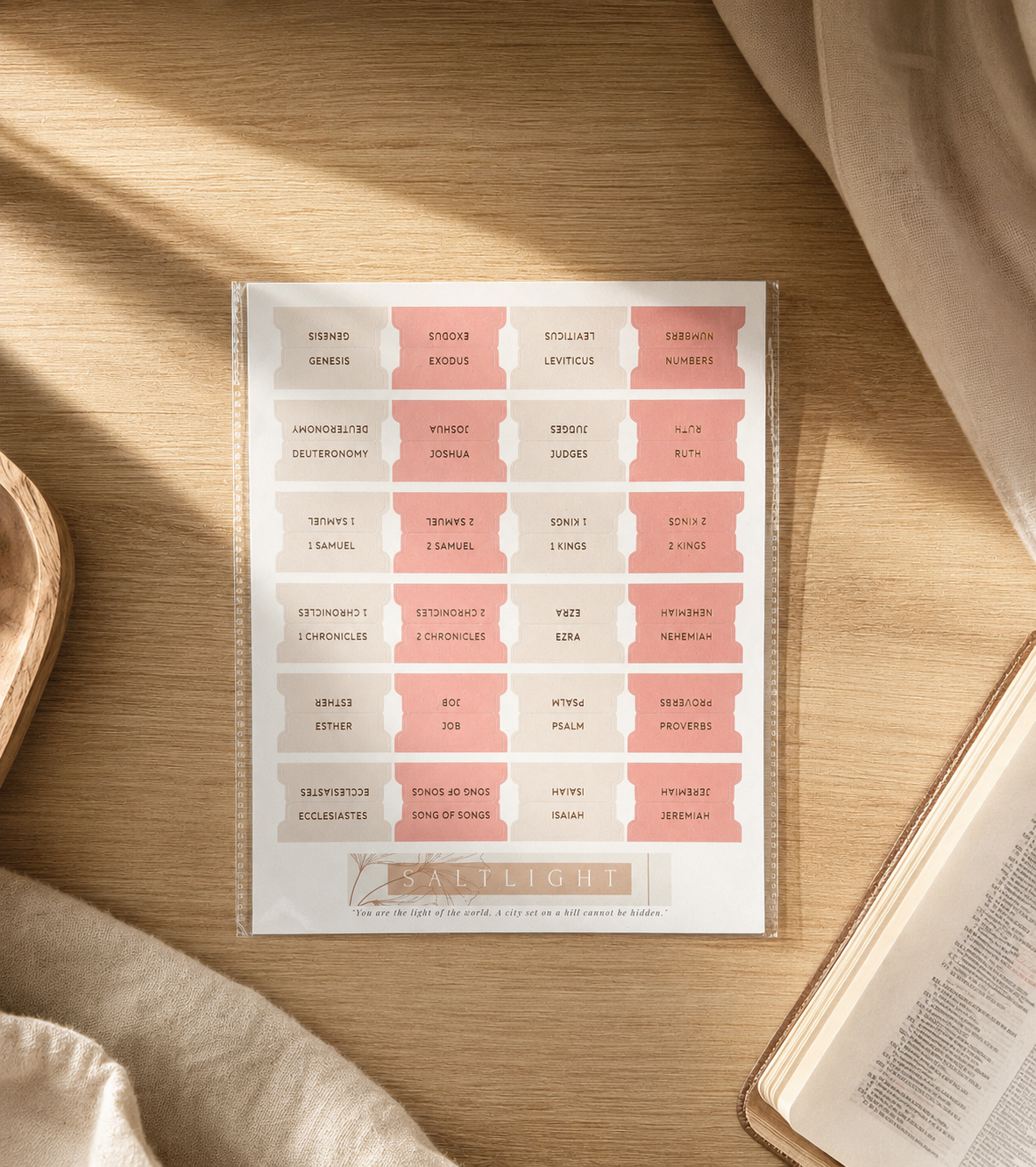 Bible Tabs — Pink + Gold Foil (Matte-Coated)
