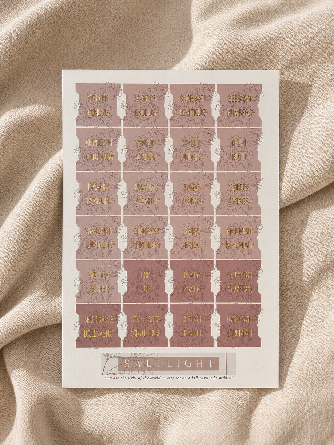 Bible Tabs — Rose Floral (2) + Gold Foil (Matte-Coated)