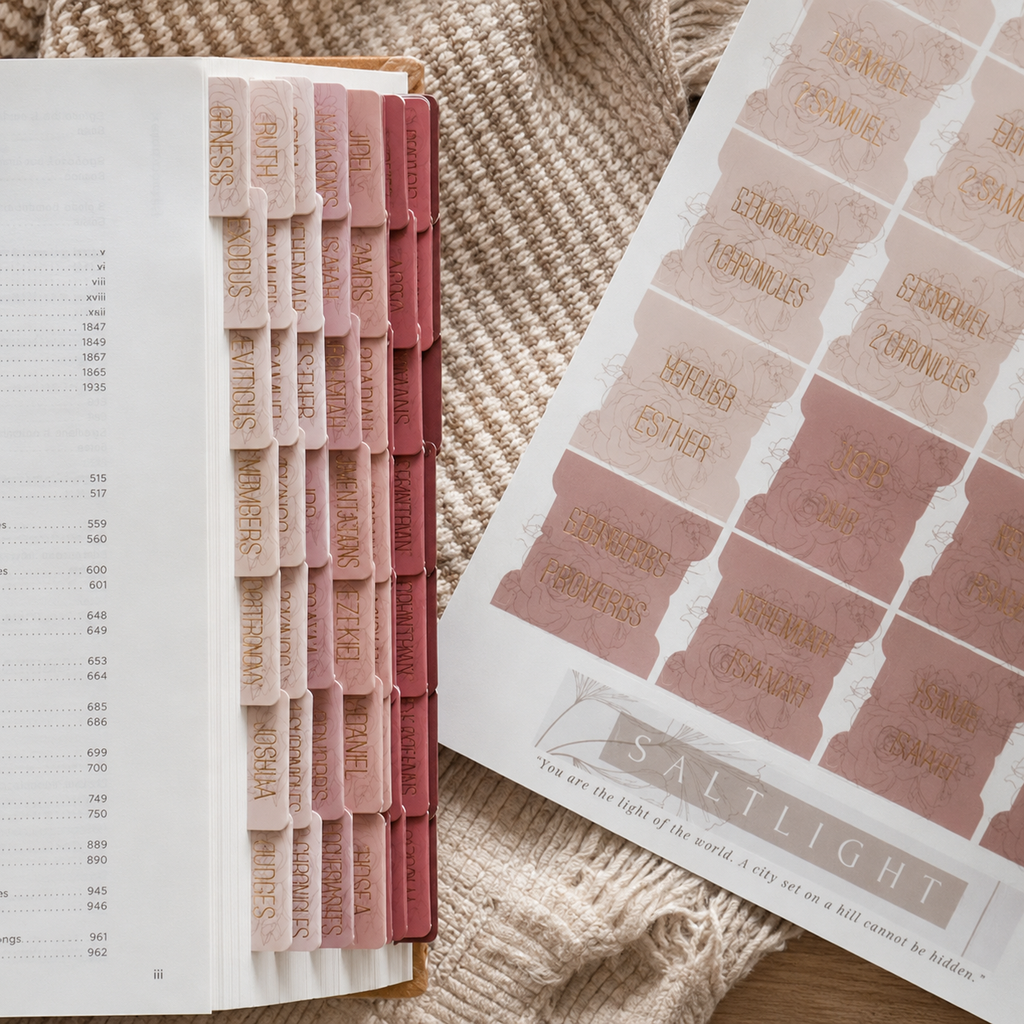 Bible Tabs — Rose Floral (2) + Gold Foil (Matte-Coated)