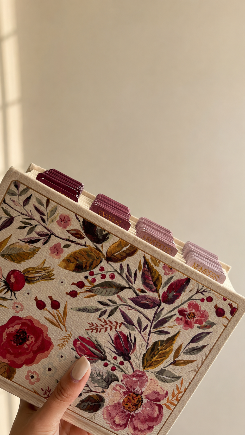 Bible Tabs — Rose Floral + Gold Foil (Matte-Coated)