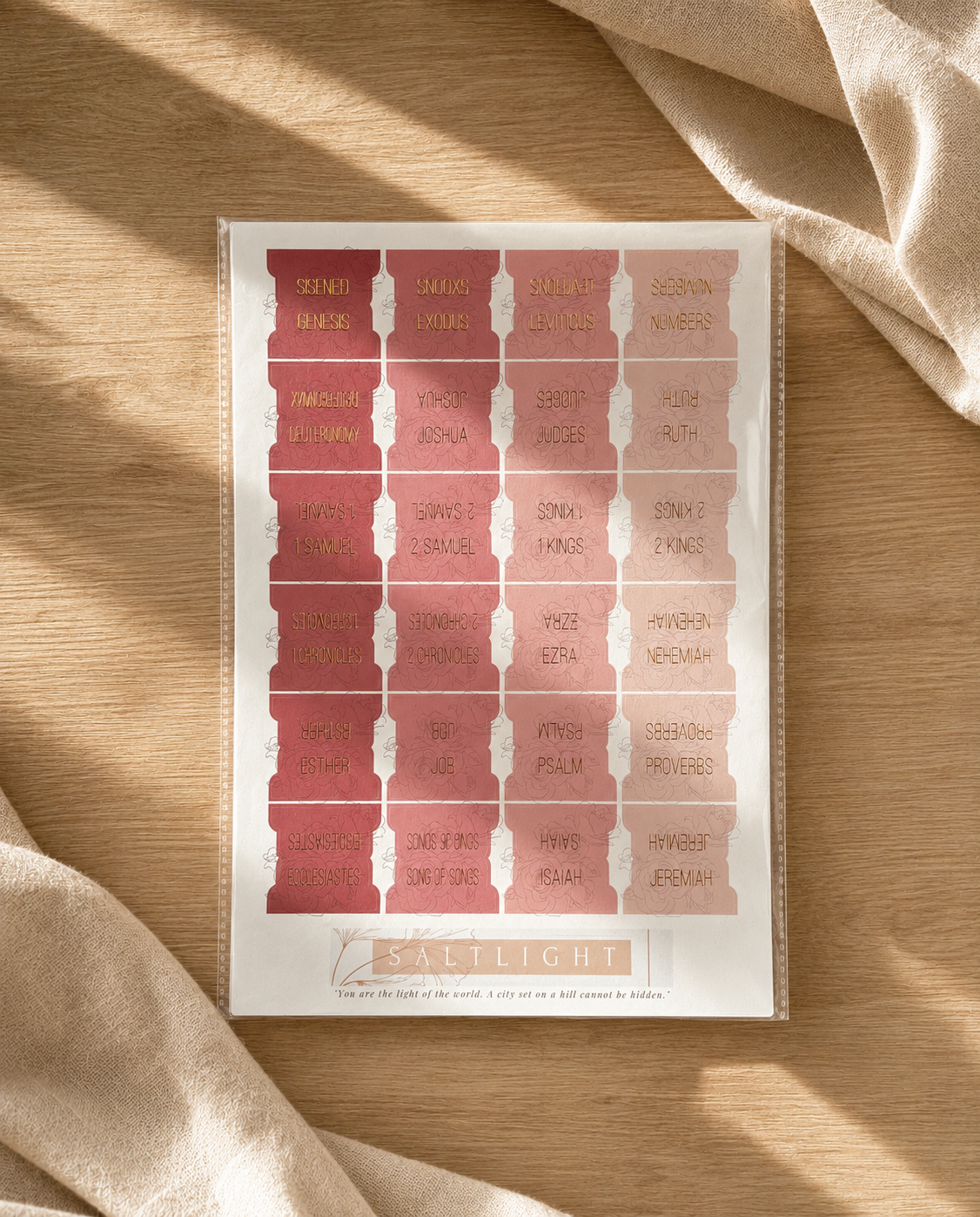 Bible Tabs — Rose Floral + Gold Foil (Matte-Coated)