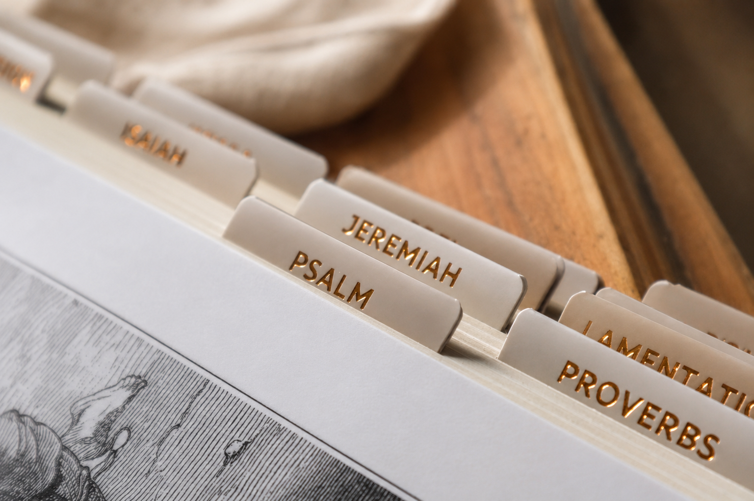 Bible Tabs — Sand + Copper Foil (Matte-Coated)
