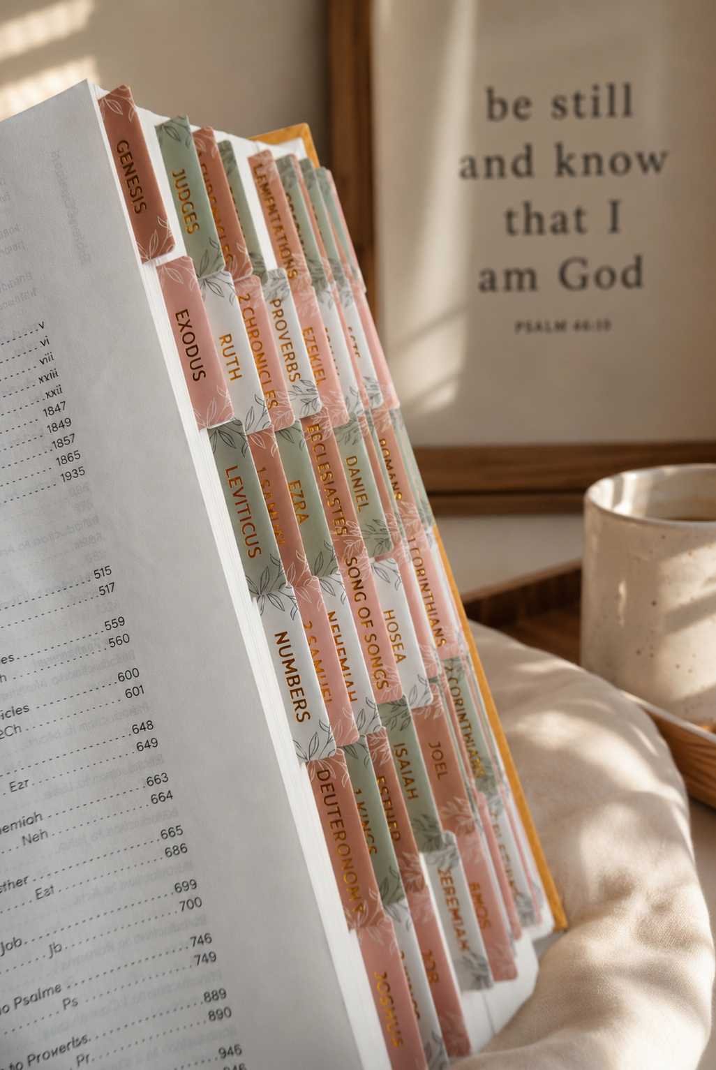 Bible Tabs — Spring Floral + Gold Foil (Matte-Coated)